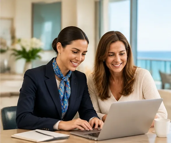 Realtor and concierge coordinating support for a client